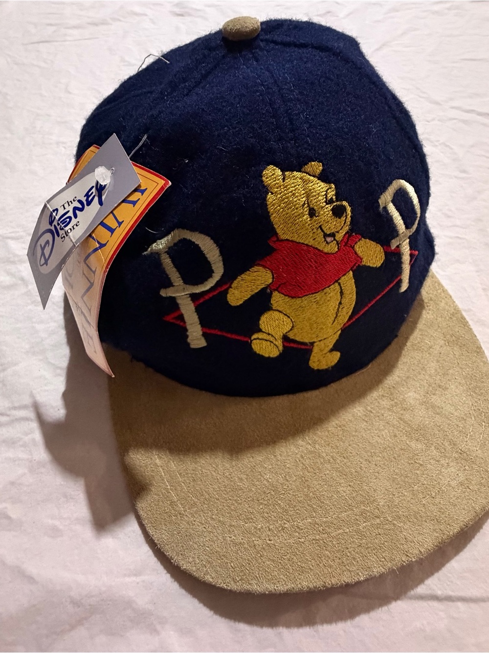 Vintage Disney Winnie the Pooh Navy & Tan Baseball Cap NWT